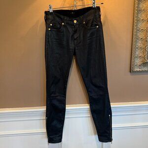 7 For All Mankind Black Coated Skinny Jeans